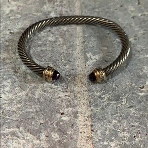 David Yurman Amethyst & Diamond Cable Bracelet